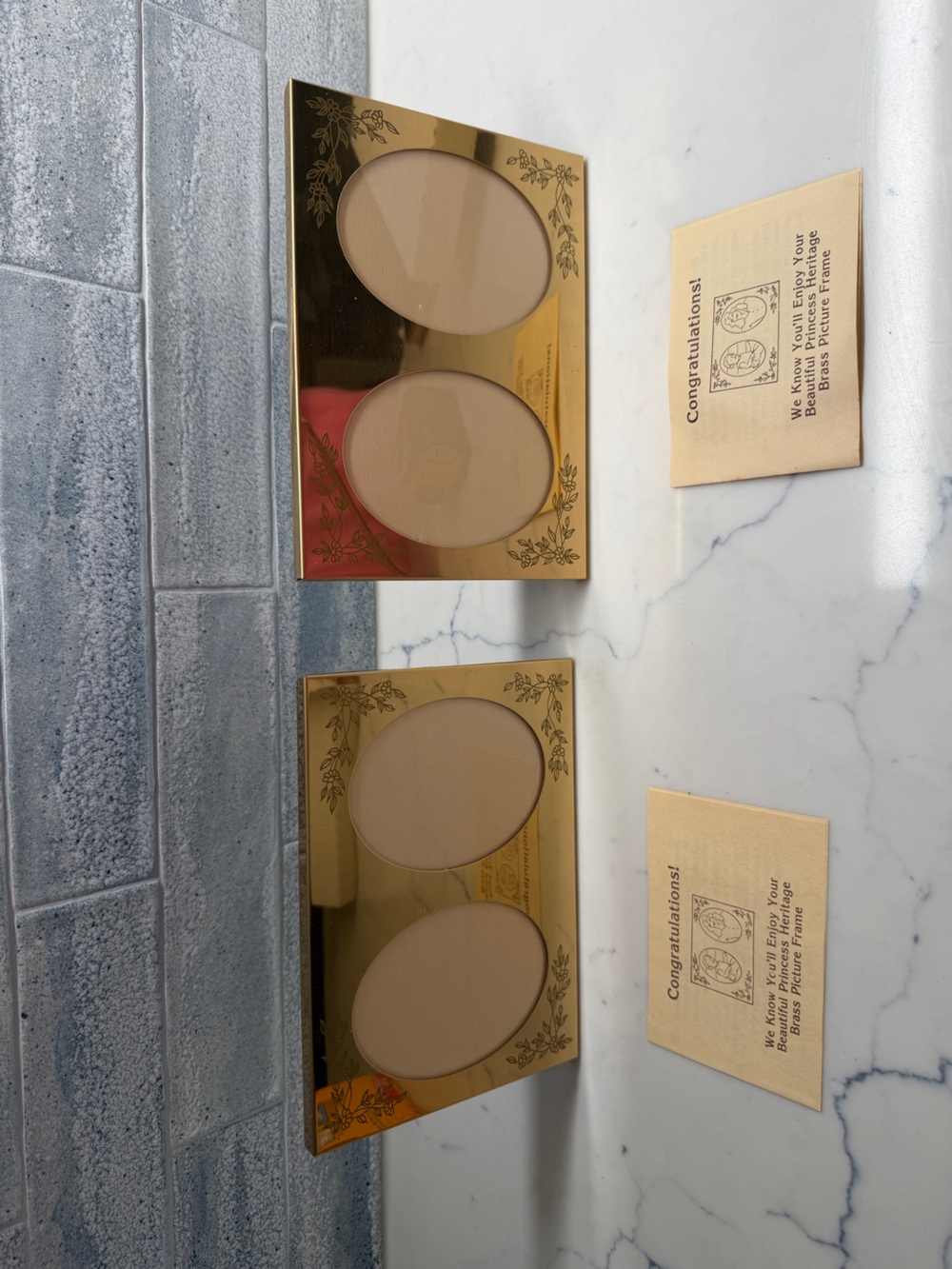 Brass Princess House Gold Double Oval Vanity Photo Frame Tray